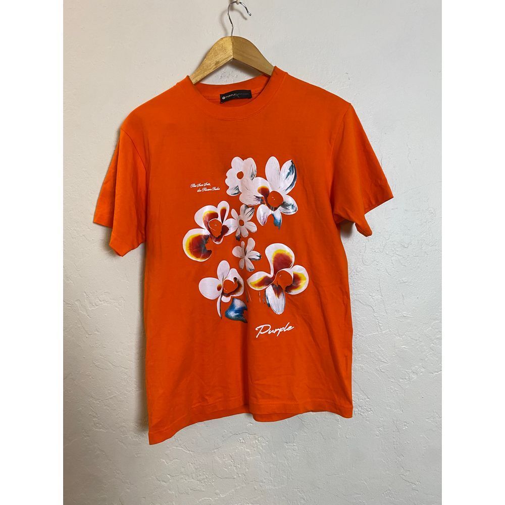 Purple Brand Orange Floral Graphic T-Shirt Designer‎ Streetwear M